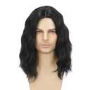 Sabosi Men's Wig Black Long Curly Natural Hair Wig Costume Halloween Cospaly Party Wigs