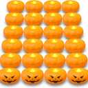 Orange Floating Candles, 150+ Hours Waterproof, Fall Decorations for Home - 24Packs Flameless Pumpkin Candle Water-Activated 2.3" Plastic Battery Operated Candle Christmas Indoor Outdoor Decor