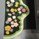 Irregular Cute Green Floral Spring Area Rug,Non Slip Water Absorbent Modern Aesthetic Soft Microfiber Decorative Carpet,Bath Rug Bathroom Shower Floor Mat,Plants Flower Rug Floor Mat for Bedroom (1'11" x 3'11" (Novelty))