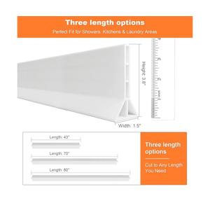 67-Inch Shower Splash Guard, 3.2-Inch Shower Threshold Water DamFlexible Rubber Splash Guard for Bathtubs and Walk-In Showers, 3.8-Inch High Collapsible Water Barrier for Wet/Dry Separation