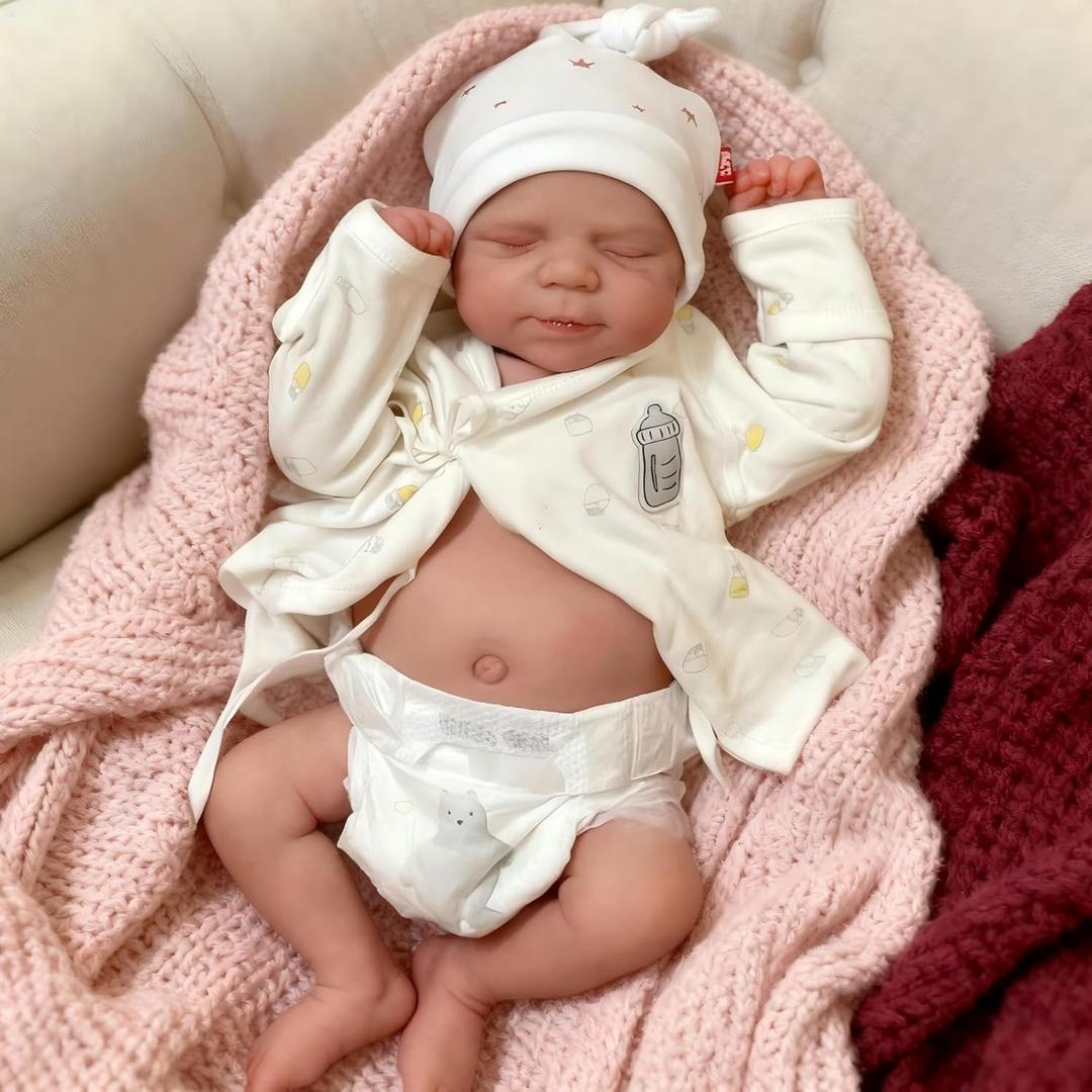 18 Inch Reborn Baby Dolls Girl Full Body Silicone Realistic Newborn Reborn Baby Doll Toy Set for Kids (Full Vinyl Doll Girl With Painted Hair)