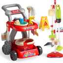 Kids Cleaning Toy Set, Educational Pretend Play Cart with 29 Pcs, Detachable Housekeeping Tools for Toddlers