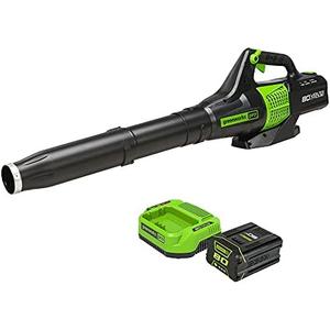 Greenworks 80V (150 MPH / 500 CFM / 75+ Compatible Tools) Cordless Axial Leaf Blower, 2.0Ah Battery and Charger Included