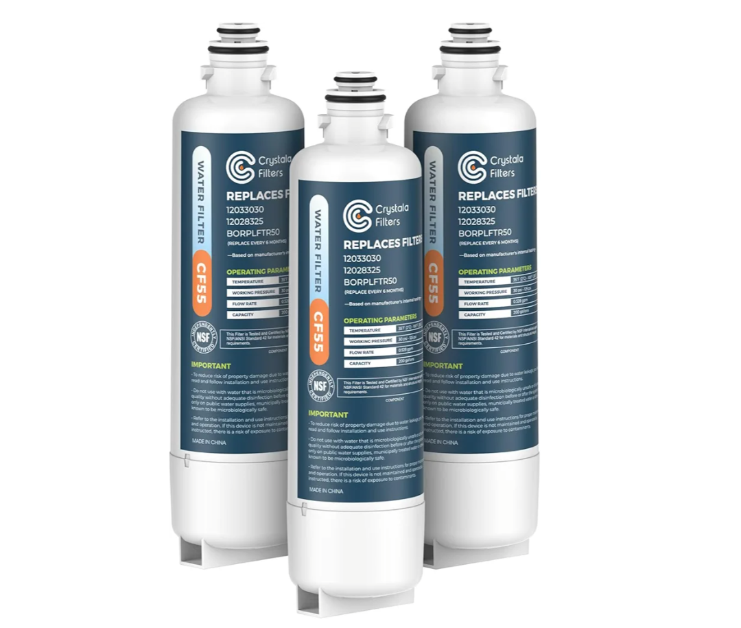 Crystala Filters BORPLFTR50 Replacement for Bosch Ultra Clarity Pro Water Filter, Compatible 12033030,11025825,12028325,BORPLFTR55,WFC100MF,WFS200MF(2 Pack)