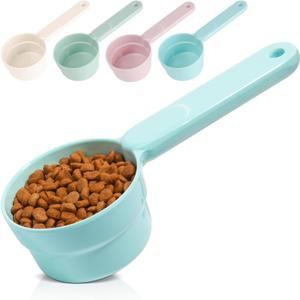 MSBC Melamine Pet Food Scoop, Cat Food Measuring Cups, Comfortable Long Handle Scoop for Dog, Cat, Ferret and Rabbit Food, 1 Cup Size Pet Food Feeding Scoop (Blue)