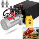 Hydraulic Pump 12V Dump Trailer Pump - Double Acting, 8-Quart Electric Power Unit for Dump Trailers and Car Lifting (8 Quart)