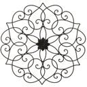 Glitzhome Black Metal Wall Art Decor, 23”H Floral Iron Wall Decor with Ornamental Scroll Design, Indoor Outdoor Wall Accent for Garden Porch Patio