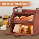 BAMBANG Extra Large Bread Box, Double Layer Bread Box for Homemade Bread, Bamboo Wooden Bread Storage Container with Tool Holder & Handles & Window, Assembly Required(14.9" x 11" x 15.3") Brown