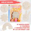BOIKOKY 12 Pack Pre-Packaged Groovy Party Favors, Wooden Retro Cutouts with Magnets & Painting Kits for Kids, 70s Theme Birthday Decorations & Thank You Gifts for Guests