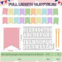 Mooliwe 171 Pcs DIY Custom Banner Kit Make Your Own Customizable Sign for Birthday Wedding Party Decoration Include 20 Paper Pennant 148 Letters and Numbers 1 Rope 2 Threading Device(Pastel)