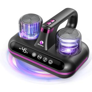 Amzany Mattress Vacuum Cleaner - 5-in-1 Cordless Bed Vacuum Cleaner, Powered by UV-C Light & Ultrasonic Technology, 16Kpa Strong Suction,Low Noise,Suitable for Dust, Pet Hair, Etc.