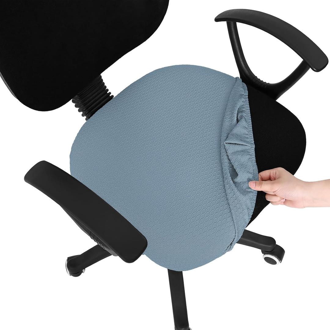 Smiry Stretch Jacquard Office Computer Chair Seat Covers, Removable Washable Anti-dust Desk Chair Seat Cushion Protectors - Airy Blue