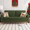 Vipbear 65.4" Loveseat Sofa Green Corduroy Couch, Mid-Century Modern Small Couches for Living Room, Bedroom, Office, Comfy Sofa with Spring Cushion, Solid Wood Frame, Tool-Free Assembly