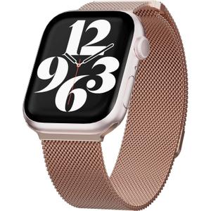 MAGEASY Milanese Band for Apple Watch Series 11, Ultra 3, SE3 - Magnetic iWatch Bands for Women, Strong Magnets | for 44mm 45mm 46mm 49mm Apple Watch 1-7/8/9/10/11/SE2/SE3/Ultra2/Ultra3 (Rose Gold)