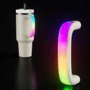 6 Colors LED Light-Up Tumbler Handle for Stanley 40oz/30oz, Comfortable Water Bottle Handle for Stanley Tumbler-Compatible with 40oz Stanley Cup Accessories, Use for Outdoor, Party, Home (Cream)