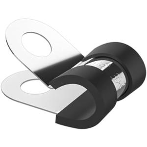 50pcs 1/4 Inch 304 Stainless Steel Rubber Cushioned Insulated Cable Clamps, Pipe Clamps, Metal Clamp, Wire Clamps for Tube, Lines, Automotive, Wire Cord Installation (Black, 6mm)