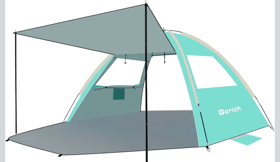 Gorich Beach Tent with Canopy - Easy Setup 3-4/5-6/7-8 Person Portable Sun Shelter, UPF 50+ UV Protection Sun Shade, Lightweight & Compact Beach Cabana for Family Travel
