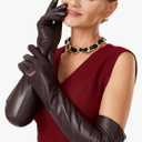 VIKIDEER Warm Soft Long Leather Gloves Women Plush Lined Full Touchscreen Luxury Gloves for Evening Opera Arty Costume 23.6''