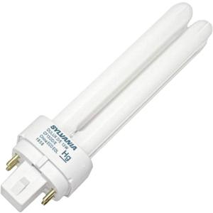 Sylvania Dulux D/E CFL Compact Fluorescent Light Bulb, 4 Pin, 13W, 1 Pack | Double Tube, G24q-1 Base, 13 Watt Long Lasting Energy Efficient Light Bulb, 20000 hr Life, Dimmable, 4100K Cool White