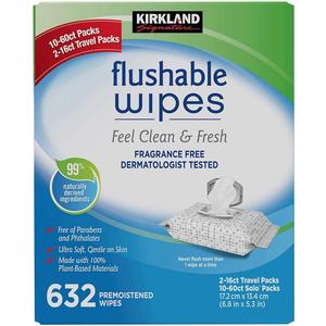 Kirkland Signature Moist Flushable Wipes, 632 Wipes
