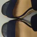 DREAM PAIRS Womens Open Toe Espadrilles Dressy Platform Sandals Slip on Elastic Ankle Strap Wedges Sandals (5.5, Navy)