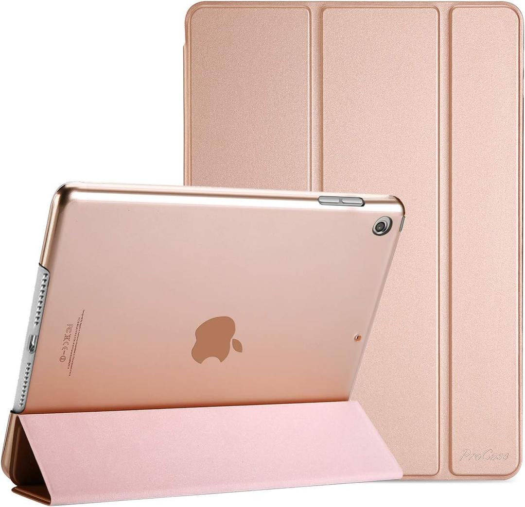 ProCase for iPad 9th/ 8th/ 7th Generation Case 10.2 Inch (2021/2020/2019 Release), 10.2 iPad Case 9th/ 8th/ 7th Gen Cover, Slim Smart Cover with Translucent Hard Shell Back -Rosegold