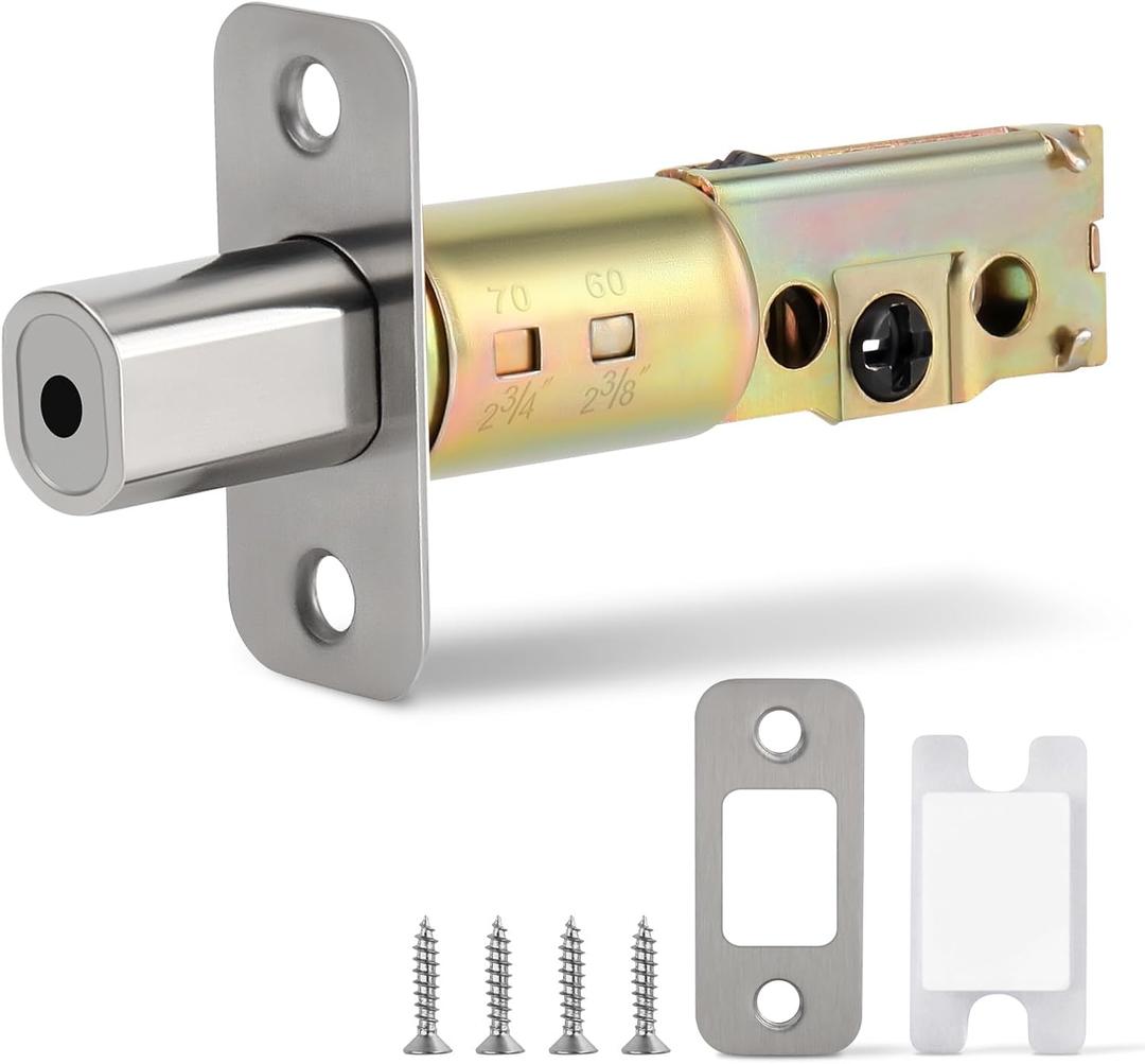 Adjustable Deadbolt Latch with 2-3/8'' or 2-3/4'' Backset Replacement Latch and Strike with Dust Box for Single Cylinder Deadbolt