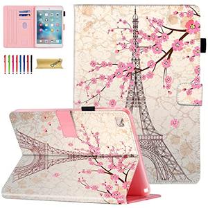 Dteck Case for iPad mini 5/4/3/2/1, Protective Leather Folio Case with [Auto Wake Sleep/Adjustable Viewing Stand Angle] Magnetic Shockproof Cute Slim Cover for iPad mini 7.9", Pink Eiffel Tower