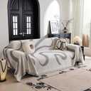 MYSKY HOME Boho Couch Cover Super Soft Couch Covers for 2-3 Cushion Couch Sofa, Modern Grey Jacquard Sofa Slipcover Loveseat Futon Cover, Couch Covers for Sectional Sofa, 71" x 134", Grey Curve