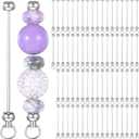 70 Pcs Blank Beadable Keychain Bars Metal Silver DIY Focal Bead Keychain Bar Charms Blank Jewelry Making Accessories Pendant Making Kit for DIY Gift Craft Item Project