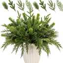 40PCS Artificial Pine Branches Assorted Real Touch Christmas Greenery Stems Faux Norfolk Pine Picks Evergreen Cedar Leave Tree Sprigs for Vase Filler Crafts Wreath Garland Home Holiday Decor (Green)