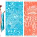 Thin Turkish Beach Towel Lightweight Soft Cotton Extra Large XL Oversized Sand Free Sandproof Absorbent Quick Dry Towels Cloud Bath Pool Travel Compact Essentials Accessories for Adult Gifts (2 Pack Askyblue Turtle Orangered Jellyfish Go)