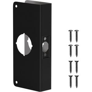Door Knob Reinforcement Plate, Matte Black, Fits 1-3/4" Doors, 2-3/8" Backset, Door Lock and Door Knob Cover Plate, Deadbolt Cover Plate Reinforce and Repair Wood or Metal Doors
