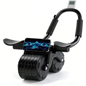 2026 Upgraded Automatic Rebound Ab Roller with Elbow Support, Dual Wide Wheel Ab Workout Equipment for Core Strength Training, Silent Ab Wheel for Beginners Men Women Home Gym Fitness