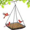 MIXXIDEA Hanging Bird Feeder Tray 11x11 Inches, Metal Mesh Platform Seed Feeder with Durable Chains for Outdoors Outside Great for Attracting Wild Birds, 1 Pack