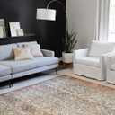 Loloi Layla Collection LAY-04 Ocean/Rust 9" x 12" .13" Thick Area Rug, Soft, Durable, Vintage Inspired, Distressed, Low Pile, Non-Shedding, Easy Clean, Printed, Living Room Rug