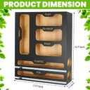 6-in-1 Ziplock Bag Organizer & Plastic Wrap Dispenser with Cutter, Kitchen Drawer Organizer for Food Storage Bags, Foil, Plastic Wrap, Parchment Paper Bamboo Bag Organizer