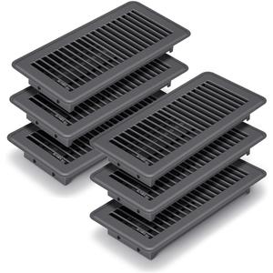 FanGoFast 4" x 10" Floor Register 6 Pack, Heavy Duty Steel Walkable Floor Vents, Easy Adjust Air Vent Covers for Home Floor Wall Sidewall Office (Dark Gray)