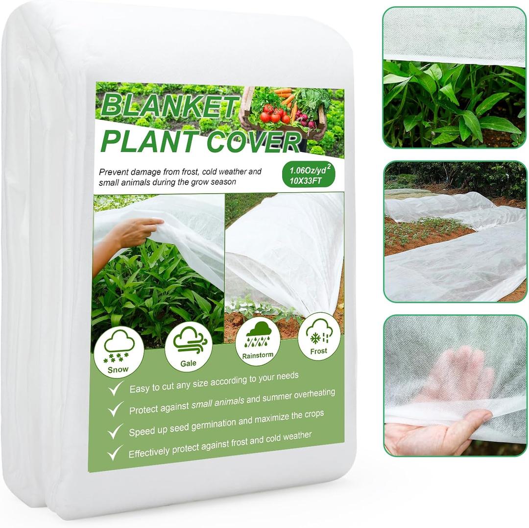 YDSL Plant Cover 10 Ft x 33 Ft Plant Covers Freeze Protection with Ultra Fine Mesh Reusable Floating Row Cover Netting for Plants Vegetables Flowers Fruits Frost Sun Protection 1.06oz/yd