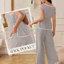 BeryLove 2 Piece Sets for Women Casual Short Sleeve Summer Tops and High Rise Wide Leg Pants Lounge Sets 601 Khaki S (S)