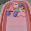 Dog Bath Tub with Dog Toys Pet Bathtub, Portable Puppy Bathtub for Easy Baths and Easy Storage, Dog Bath Tubs for Small Medium Pets-Foldable Pet Shower Tub with Drainage Hole, 26.5 x 17.2 x 7.8In,Pink