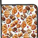 Oven Mitt and Pot Holders Sets - Food Oven Gloves Hot Pads Set of 2 Bread Kitchen Mitts for Cooking BBQ Baking Grilling (Delicious Toast and Fruit)