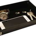 Valet Organizer - Catchall Tray for Jewelry, Wallets, Watches, Keys, Coins, Phones, Glasses - Perfect for Nightstand, Desk, Entryway (Black)