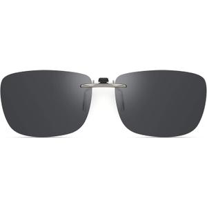 Polarized Clip On Sunglasses Over Prescription Glasses Men Women Compact Fit Non-Flip Up (Black)