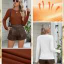 5 Pack Women's Thermal Long Sleeve Shirts Ribbed Knit Cotton Tops Crewneck Warm Base Layer Fitted Undershirts (S)