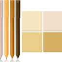 BAYTORY 320 Gradient Yellow Sticky Notes, 4 Rotatable Colored Gel Pens | Aesthetic Self-Stick Note & Multicolored Ink Pen, Colorful Memo Pads Easy to Post for Note Taking