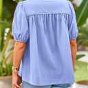 PRETTYGARDEN Women's 2026 Summer Button Down Shirts Short Lantern Sleeve V Neck Cotton Cute Tops Dressy Casual Blouses