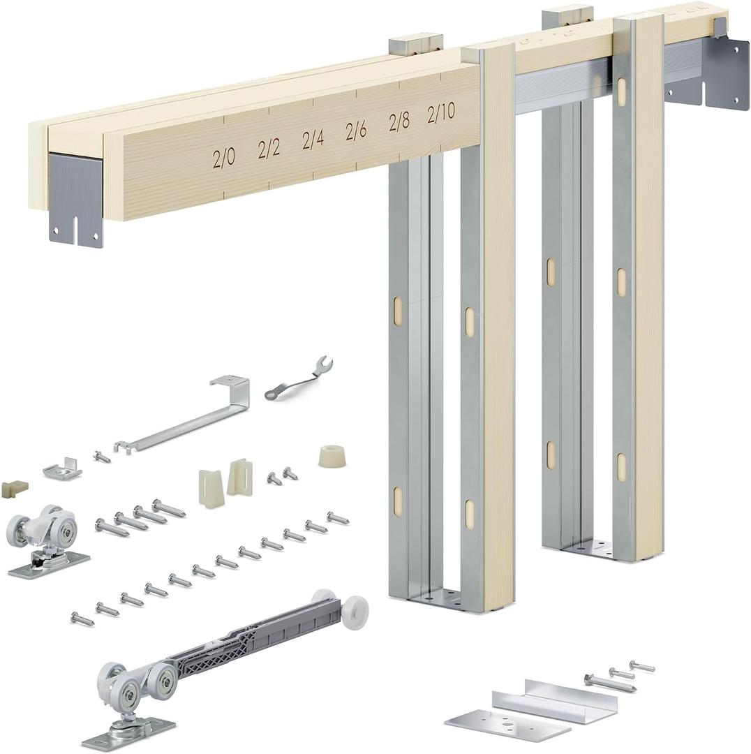 SMARTSTANDARD 36"x80" Pocket Door Frame Kit for 24"-36" Wide Door, 120LBS | Door weight capacity: 120lbs, Durable Pocket Door Kit with Two-Way Soft-Close Mechanism, Easy Install, Slide Smoothly Quietly