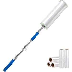 Long Handle Stretch wrap Dispenser - 48 Inch Shrink wrap Pole Heavy Duty Stretch Film Dispenser Pole Holder - Fits 12" to 24" Rolls with 2" to 3" Core -Wrapping Pole for Shrink Wrap