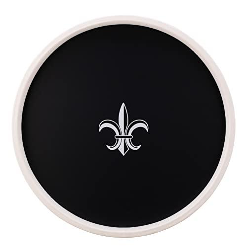 Kraftware Pastimes Collection 14" Round Serving Tray (Fleur De Lis, Black)